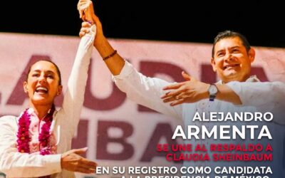 Alejandro Armenta se une al respaldo a Claudia Sheinbaum en su registro como candidata a la presidencial México.